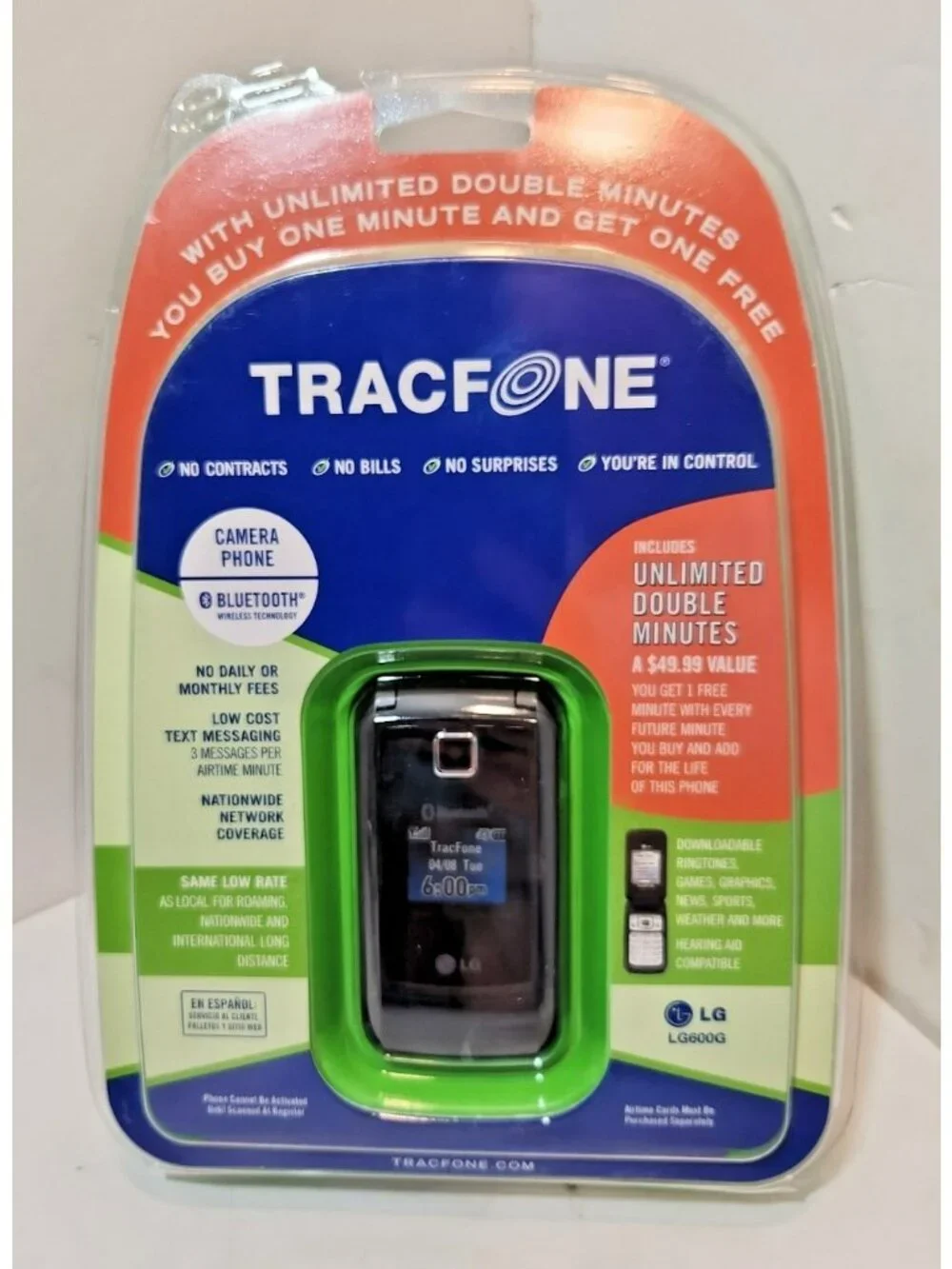 New LG 600G Tracfone No Contract Cell Phone Not Scanned For Activation Sealed